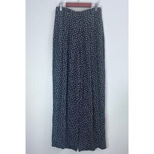 Vintage Ann Taylor Black Pleated Wide Leg Ultra High Rise Trouser Pants Womens 4